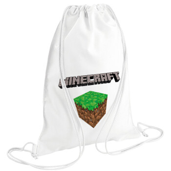 Minecraft dirt, Τσάντα πλάτης πουγκί GYMBAG λευκή (28x40cm)