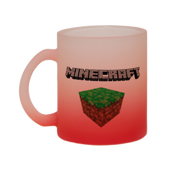 Minecraft dirt, Κούπα γυάλινη δίχρωμη με βάση το κόκκινο ματ, 330ml