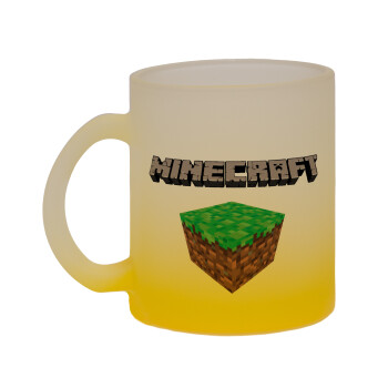 Minecraft dirt, Κούπα γυάλινη δίχρωμη με βάση το κίτρινο ματ, 330ml