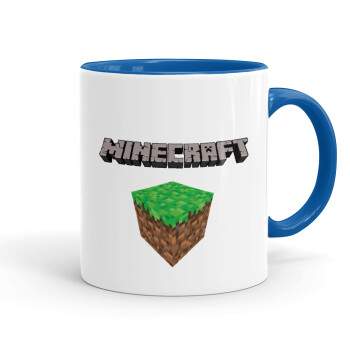 Minecraft dirt, Κούπα χρωματιστή μπλε, κεραμική, 330ml