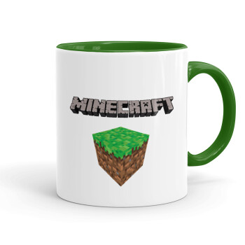 Minecraft dirt, Κούπα χρωματιστή πράσινη, κεραμική, 330ml