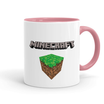 Minecraft dirt, Mug colored pink, ceramic, 330ml