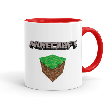 Minecraft dirt, Κούπα χρωματιστή κόκκινη, κεραμική, 330ml