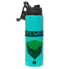 Metallic water bottle with safety lid, 850ml aluminum