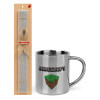 Easter Set, metallic thermal cup (300ml) & Easter aromatic flat candle (30cm) (GRAY)