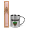 Easter Set, metallic thermal cup (300ml) & aromatic flat Easter candle (30cm) (PINK)
