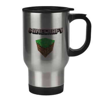 Minecraft dirt, Stainless steel travel mug with lid, double wall 450ml