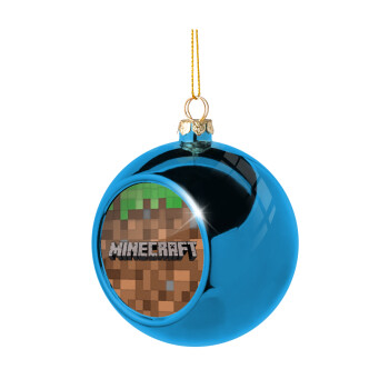 Minecraft dirt, Blue Christmas tree ball ornament 8cm