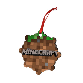 Minecraft dirt, Χριστουγεννιάτικο στολίδι snowflake ξύλινο 7.5cm