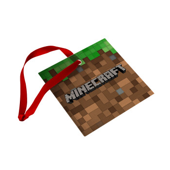 Minecraft dirt, Χριστουγεννιάτικο στολίδι γυάλινο τετράγωνο 9x9cm