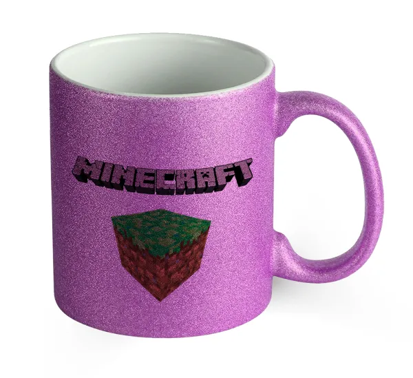 Minecraft dirt — Κούπα Μωβ Glitter που γυαλίζει, κεραμική, 330ml