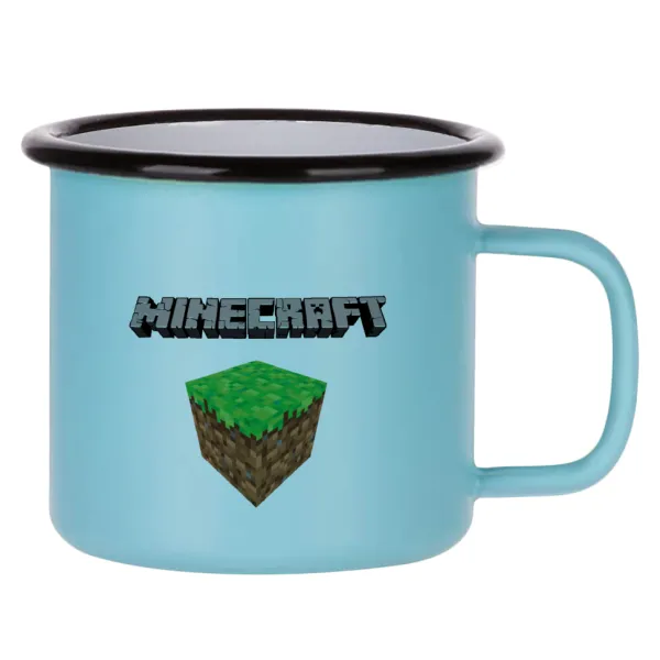 Minecraft dirt — Κούπα Μεταλλική εμαγιέ ΜΑΤ σιέλ 360ml
