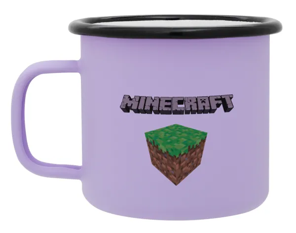 Minecraft dirt — Metal enamel mug, matte light pastel purple, 360ml