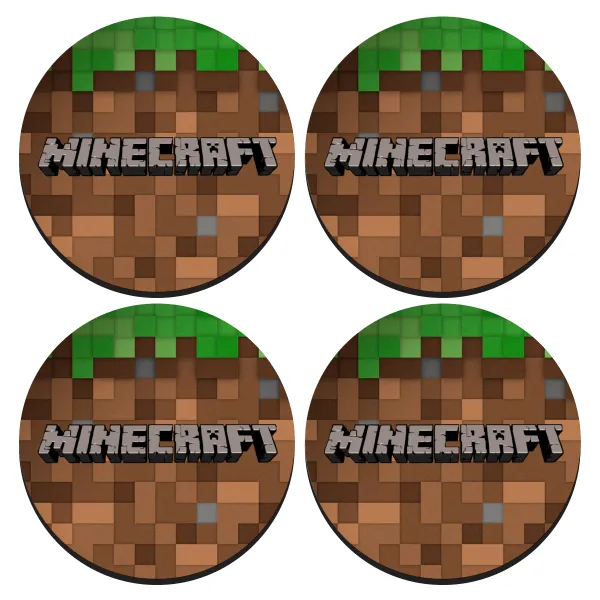 Minecraft dirt — SET of 4 round wooden coasters (9cm)