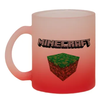 Minecraft dirt, Κούπα γυάλινη δίχρωμη με βάση το κόκκινο ματ, 330ml