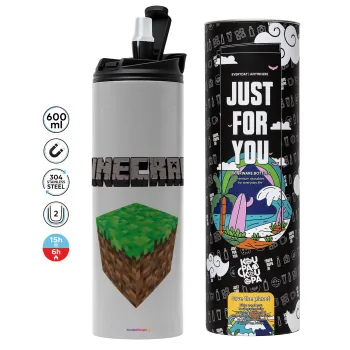 Minecraft dirt, Tumbler stainless steel GREY 600ml