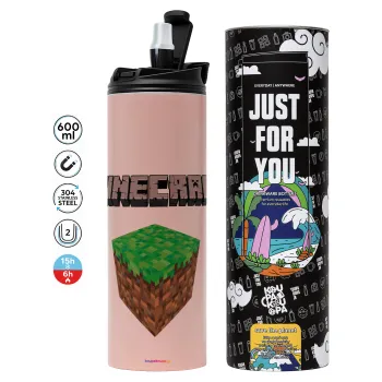 Minecraft dirt, Tumbler stainless steel PINK 600ml
