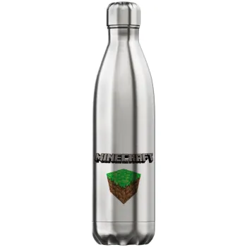 Minecraft dirt, Μεταλλικό παγούρι θερμός Inox (Stainless steel), διπλού τοιχώματος, 750ml