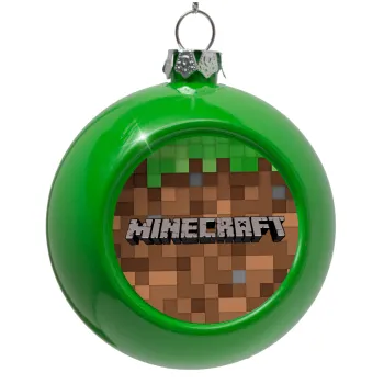 Minecraft dirt, Green Christmas tree ornament bauble 8cm
