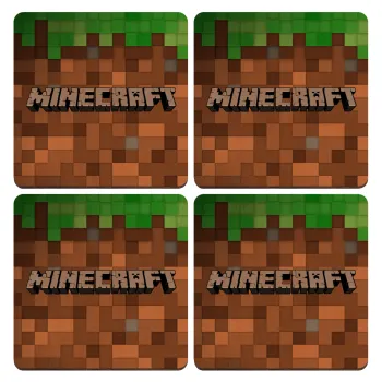 Minecraft dirt, ΣΕΤ x4 Σουβέρ ξύλινα τετράγωνα plywood (9cm)