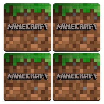 Minecraft dirt, ΣΕΤ 4 Σουβέρ ξύλινα τετράγωνα (9cm)