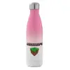 Μεταλλικό παγούρι θερμός Ροζ/Λευκό (Stainless steel), διπλού τοιχώματος, 500ml