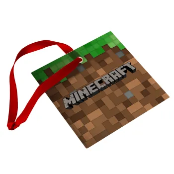 Minecraft dirt, Στολίδι Χριστουγεννιάτικο στολίδι γυάλινο τετράγωνο 9x9cm