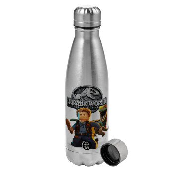 Jurassic world, Metallic water bottle, stainless steel, 750ml