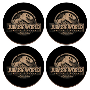 Jurassic world, ΣΕΤ x4 Σουβέρ ξύλινα στρογγυλά plywood (9cm)