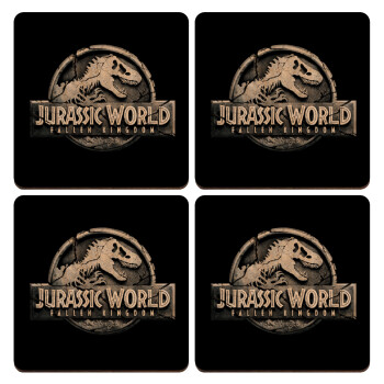Jurassic world, ΣΕΤ x4 Σουβέρ ξύλινα τετράγωνα plywood (9cm)