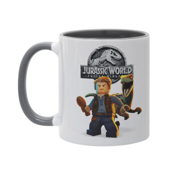 Jurassic world, Κούπα χρωματιστή γκρι, κεραμική, 330ml