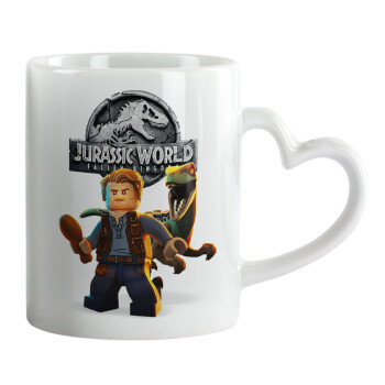 Jurassic world, Mug heart handle, ceramic, 330ml