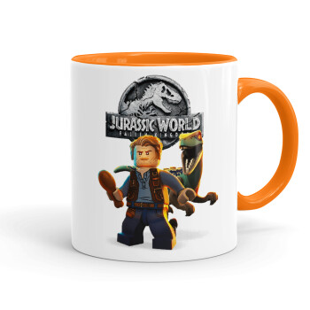 Jurassic world, Mug colored orange, ceramic, 330ml