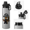 Metallic water bottle with safety cap, 850ml aluminum