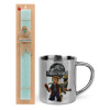 Easter Set, metallic thermal cup (300ml) & aromatic flat Easter candle (30cm) (TURQUOISE)