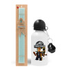 Easter Set, metallic aluminum water bottle (500ml) & scented flat candle (30cm) (TURQUOISE)