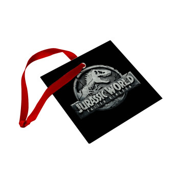 Jurassic world, Χριστουγεννιάτικο στολίδι γυάλινο τετράγωνο 9x9cm