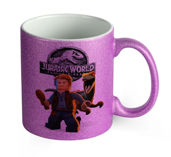 Jurassic world — Κούπα Μωβ Glitter που γυαλίζει, κεραμική, 330ml