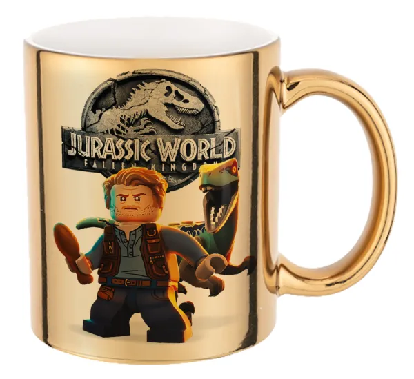 Jurassic world — Mug ceramic, gold mirror, 330ml