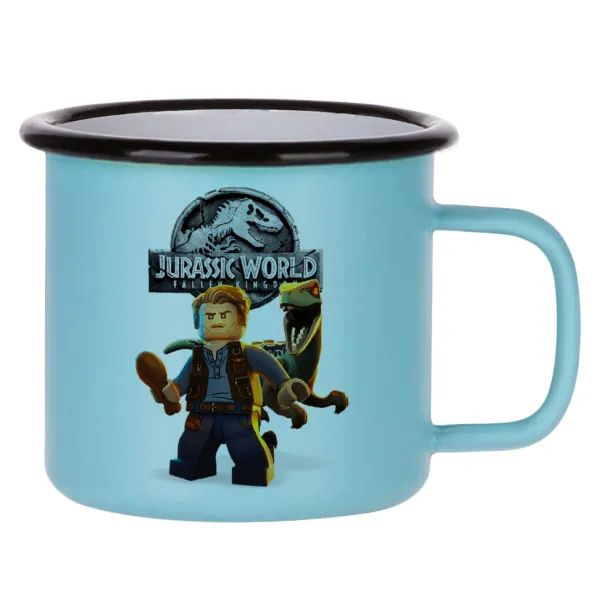 Jurassic world — Κούπα Μεταλλική εμαγιέ ΜΑΤ σιέλ 360ml