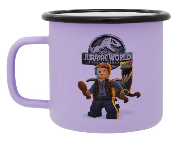 Jurassic world — Metal enamel mug, matte light pastel purple, 360ml