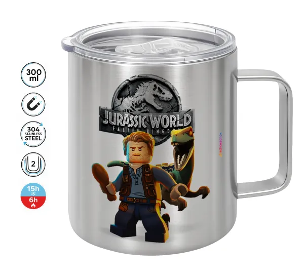 Jurassic world — Double-walled stainless steel mug 300ml with temperature-retaining lid