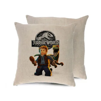 Jurassic world, Μαξιλάρι καναπέ ΛΙΝΟ 40x40cm περιέχεται το  γέμισμα