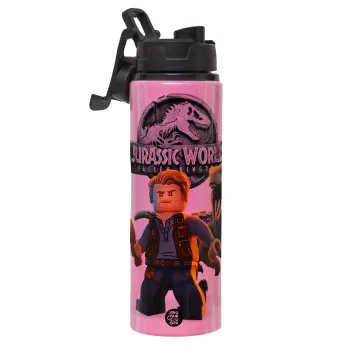 Jurassic world, Μεταλλικό παγούρι νερού με καπάκι ασφαλείας, αλουμινίου 850ml