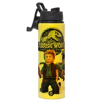 Jurassic world, Metallic water bottle with safety lid, 850ml aluminum