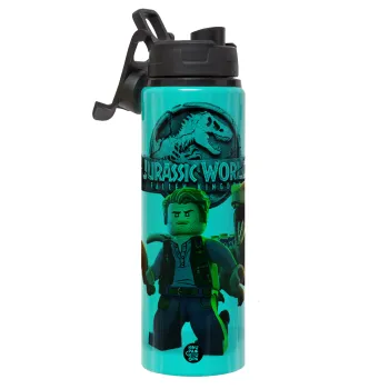 Jurassic world, Μεταλλικό παγούρι νερού με καπάκι ασφαλείας, αλουμινίου 850ml