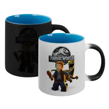 Jurassic world, Κούπα Μαγική εσωτερικό μπλε, κεραμική 330ml που αλλάζει χρώμα με το ζεστό ρόφημα