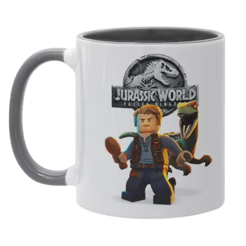 Jurassic world, Κούπα χρωματιστή γκρι, κεραμική, 330ml