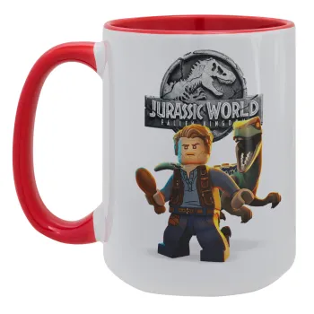 Jurassic world, Κούπα Mega 15oz, κεραμική Κόκκινη, 450ml