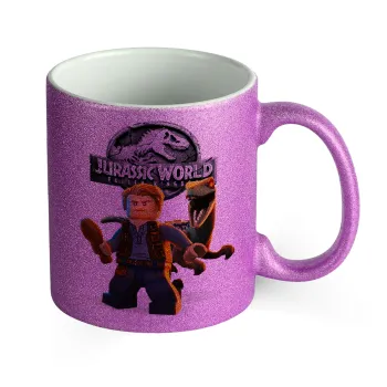 Jurassic world, Κούπα Μωβ Glitter που γυαλίζει, κεραμική, 330ml